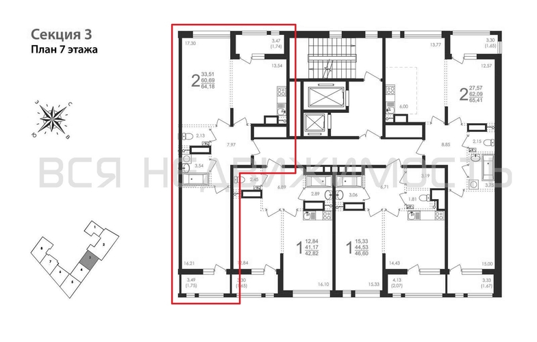 2-комнатная квартира, 64.18кв.м - изображение 1
