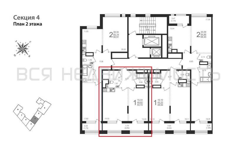 1-комнатная квартира, 53.72кв.м - изображение 1