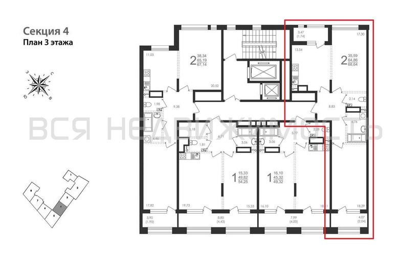 2-комнатная квартира, 68.64кв.м - изображение 1