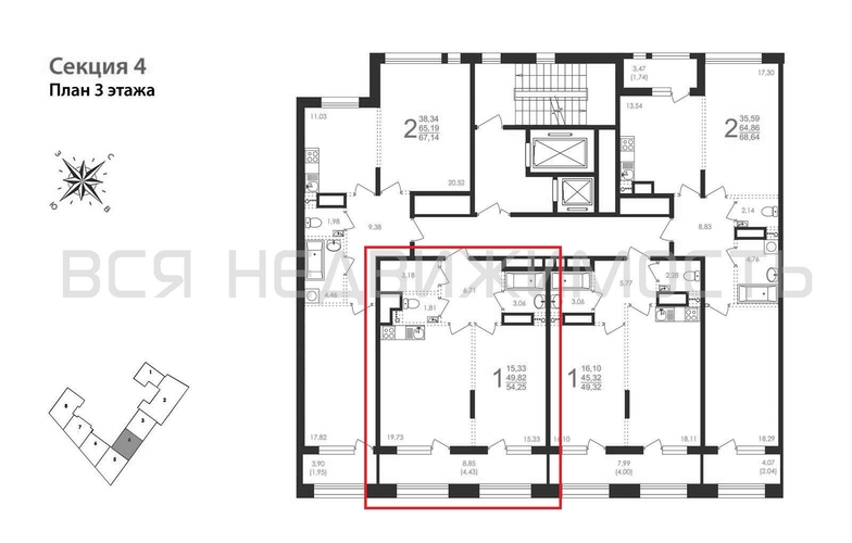 1-комнатная квартира, 54.25кв.м - изображение 1