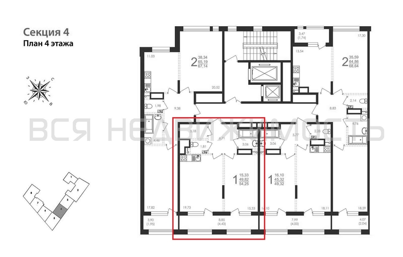 1-комнатная квартира, 54.25кв.м - изображение 1