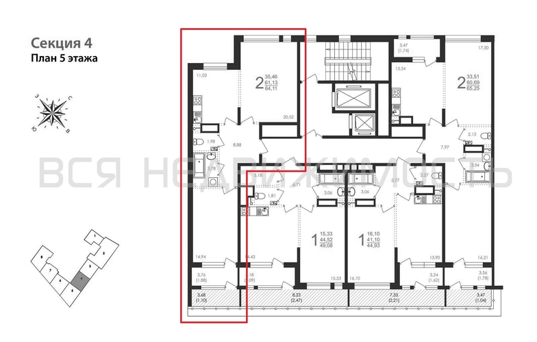 2-комнатная квартира, 64.11кв.м - изображение 1