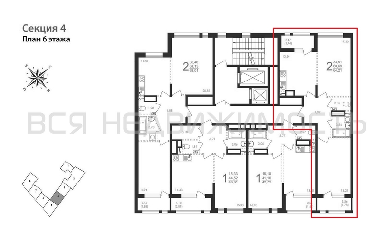 2-комнатная квартира, 64.21кв.м - изображение 1