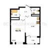 1-комнатная квартира, 42.72кв.м - изображение 1