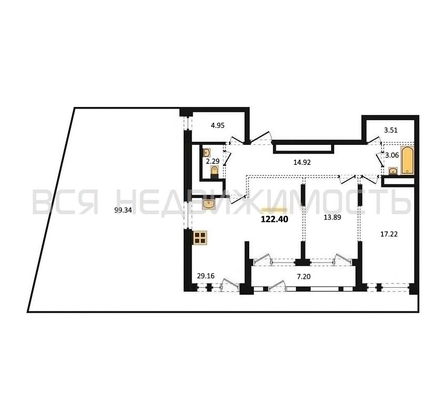 2-комнатная квартира, 122.4кв.м - изображение