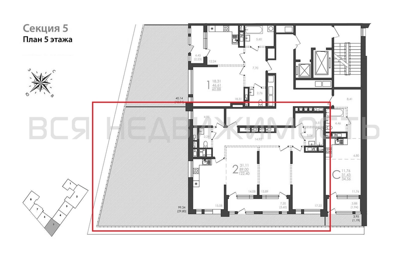 2-комнатная квартира, 122.4кв.м - изображение 1