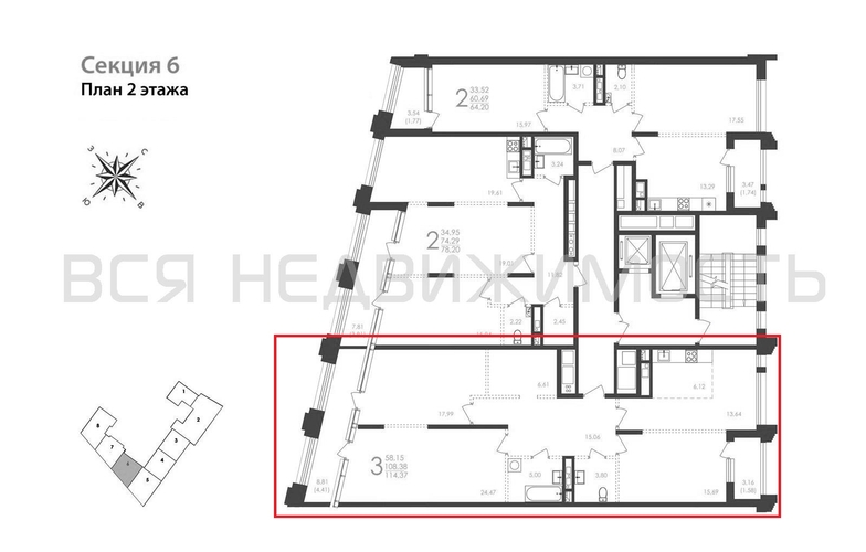 3-комнатная квартира, 114.37кв.м - изображение 1