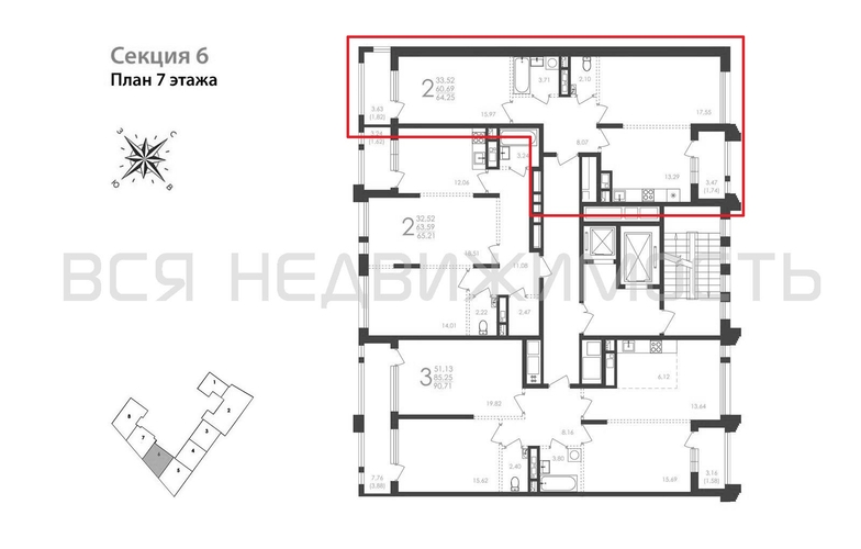 2-комнатная квартира, 64.25кв.м - изображение 1