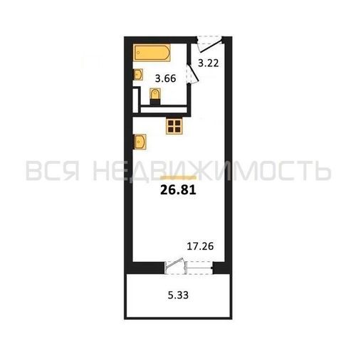 квартира-студия, 26,45кв.м. - изображение 0