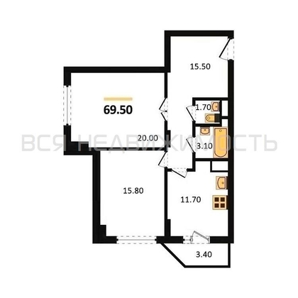 2-комнатная квартира, 69.5кв.м - изображение