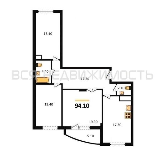 3-комнатная квартира, 94.1кв.м - изображение 0