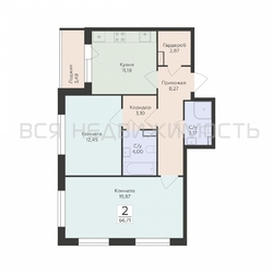 2-комнатная квартира, 66.71кв.м - изображение 1