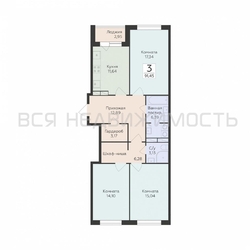 3-комнатная квартира, 91.45кв.м - изображение 1