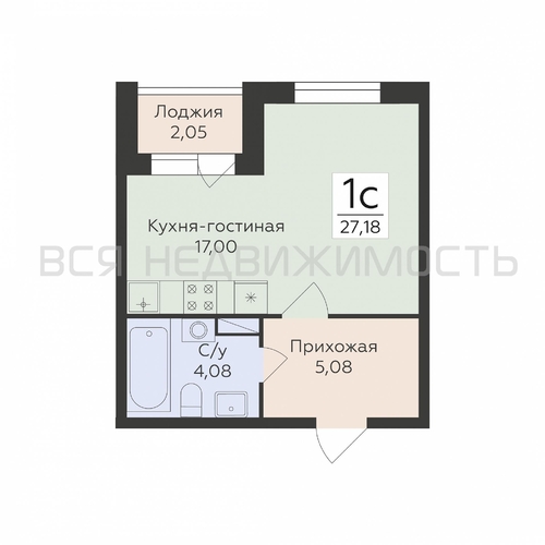 квартира-студия, 27,18кв.м. - изображение 0