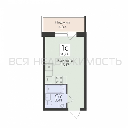 квартира-студия, 20,6кв.м. - изображение