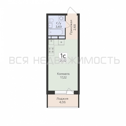 квартира-студия, 25,62кв.м. - изображение 1