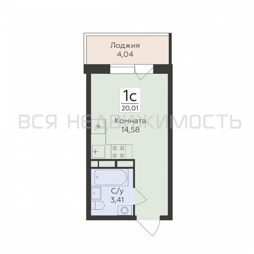 квартира-студия, 20,01кв.м. - изображение 0