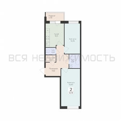 2-комнатная квартира, 52.16кв.м - изображение 1