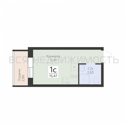 квартира-студия, 15,47кв.м. - изображение
