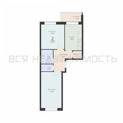 2-комнатная квартира, 53.18кв.м - изображение 1