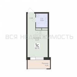 квартира-студия, 20,75кв.м. - изображение 1