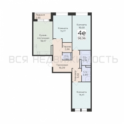 3-комнатная квартира, 98.96кв.м - изображение 1