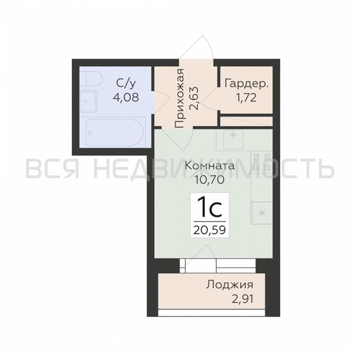 квартира-студия, 20,59кв.м. - изображение 0
