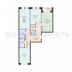 3-комнатная квартира, 99.11кв.м - изображение 1