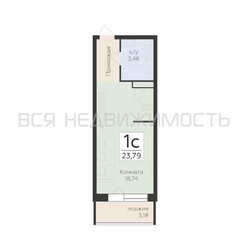 квартира-студия, 23,79кв.м. квартира-студия, 23,79кв.м. - изображение 1
