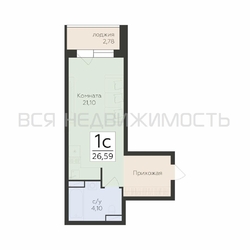 квартира-студия, 26,59кв.м. - изображение 1