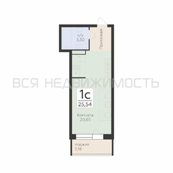 квартира-студия, 25,54кв.м. - изображение 1