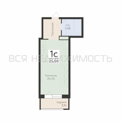 квартира-студия, 25,66кв.м. - изображение 1