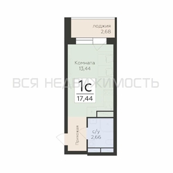 квартира-студия, 17,44кв.м. квартира-студия, 17,44кв.м. - изображение 1
