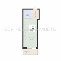 квартира-студия, 24,51кв.м. - изображение 1
