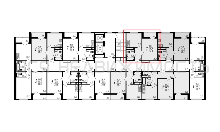 1-комнатная квартира, 38.3кв.м - изображение 1