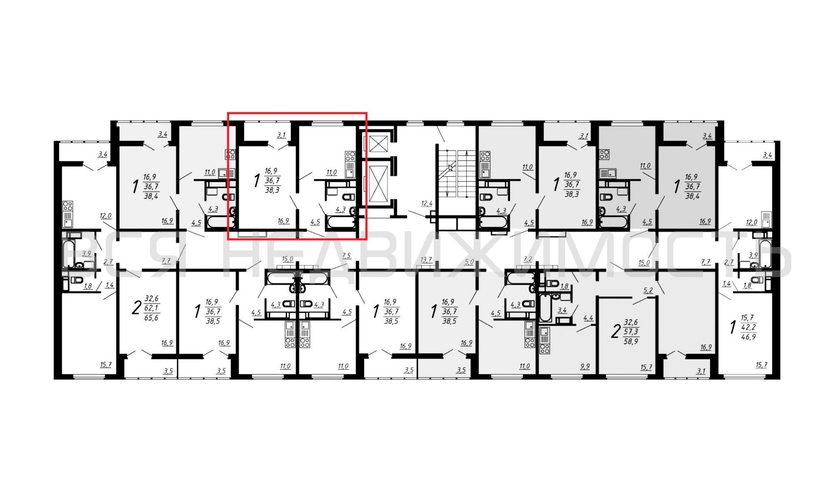 1-комнатная квартира, 38.3кв.м - изображение 1