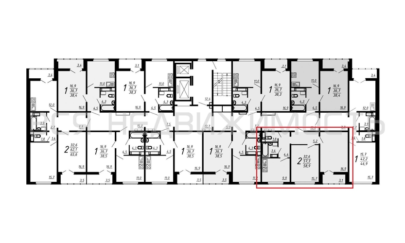 2-комнатная квартира, 58.9кв.м - изображение 1