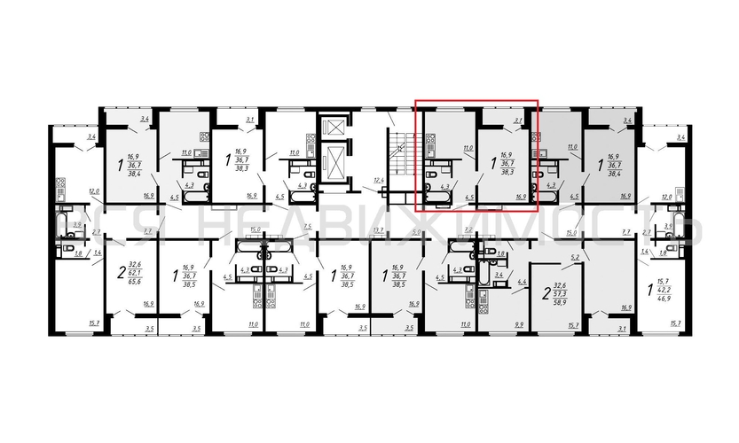 1-комнатная квартира, 38.3кв.м - изображение 1