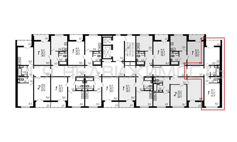 1-комнатная квартира, 46.9кв.м - изображение 1