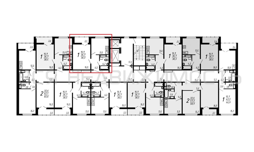 1-комнатная квартира, 38.3кв.м - изображение 1