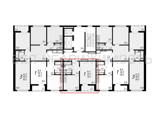 1-комнатная квартира, 38.3кв.м - изображение 1