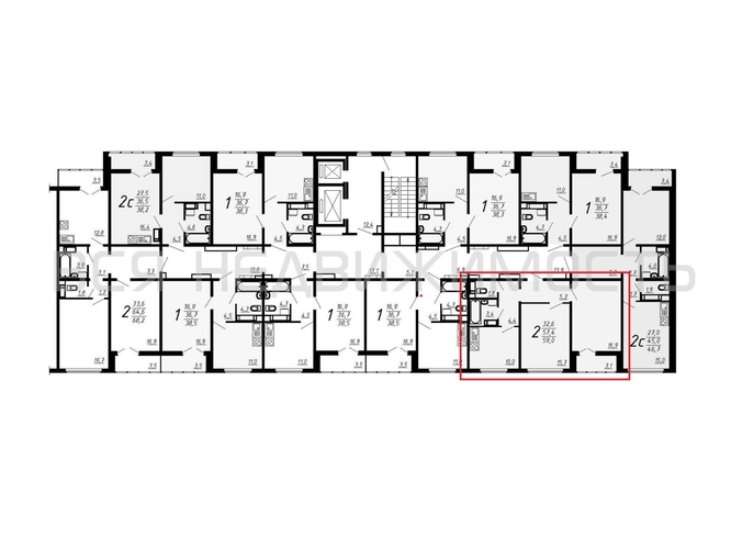 2-комнатная квартира, 58.9кв.м - изображение 1