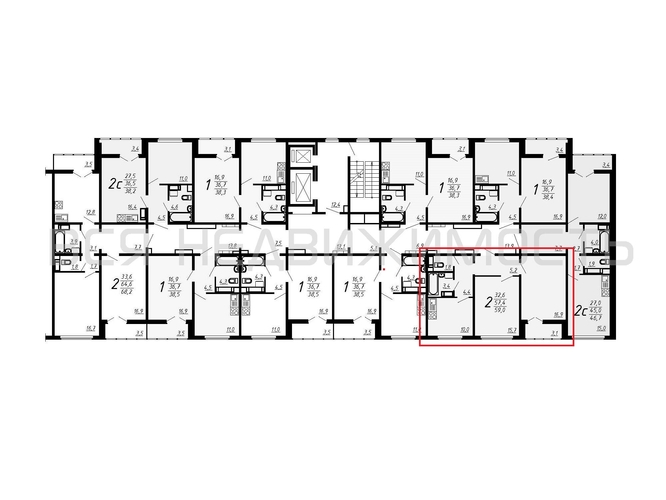 2-комнатная квартира, 58.9кв.м - изображение 1