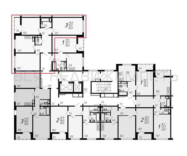 3-комнатная квартира, 83.2кв.м - изображение 1