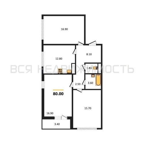 3-комнатная квартира, 80кв.м - изображение 0