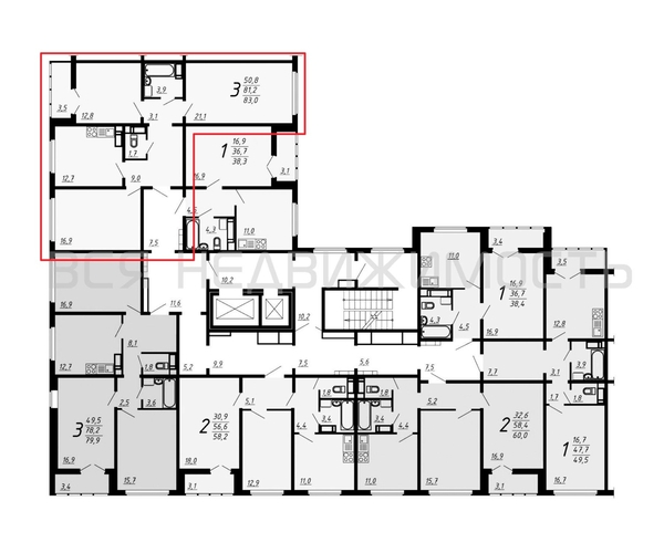 3-комнатная квартира, 83.2кв.м - изображение 1