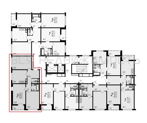 3-комнатная квартира, 79.9кв.м - изображение 1