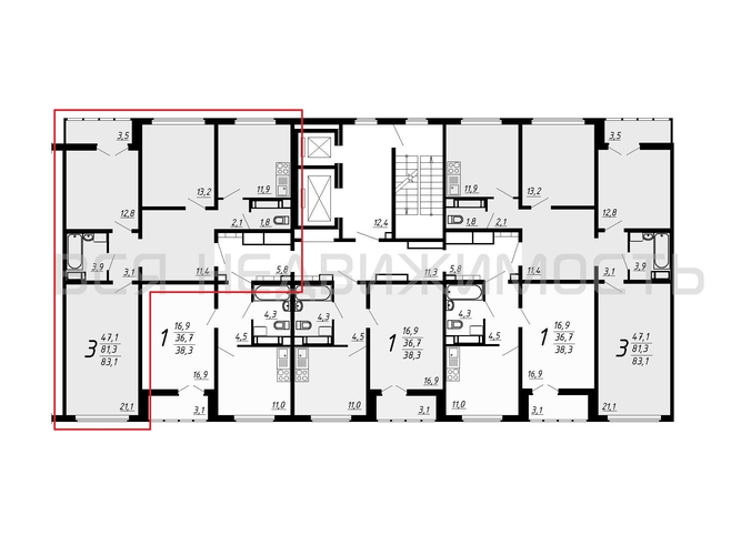 3-комнатная квартира, 83.1кв.м - изображение 1