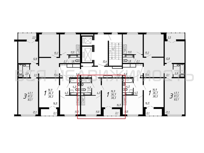 1-комнатная квартира, 38.3кв.м - изображение 1