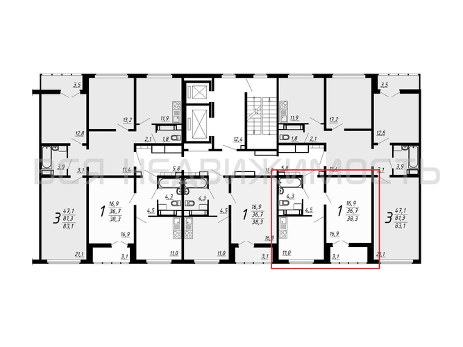 1-комнатная квартира, 38.3кв.м - изображение 1